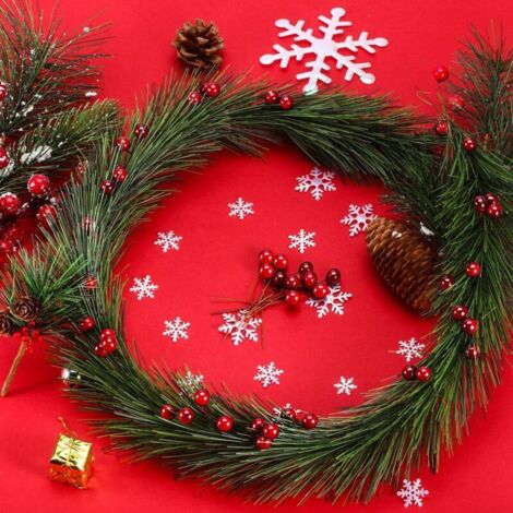Lot De 100 Baies De Houx Artificielles à Triple Feuilles - Décorations Noël 3,5 Cm