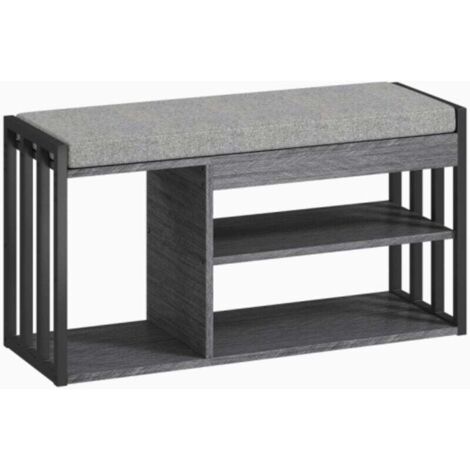 Étagère À Chaussures Avec Banc Intégré Meuble Entrée 3 Niveaux Pour Couloir Salon Chambre Gris (1/4)