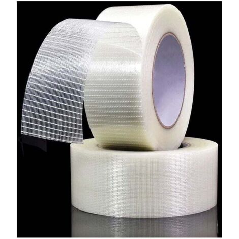 Ruban Adhésif Renforcé Fibres Filament Transparent Bidirectionnel 50m x 50mm Lot de 2 (1/4)
