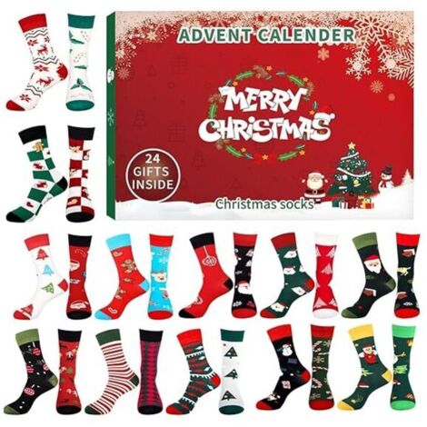 Calendrier De L’Avent Chaussettes Homme – 12 Paires Fantaisie Noël En Coton – Idée Cadeau Originale