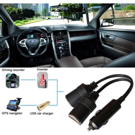 Adaptateur Allume-Cigare 1 Vers 2 Avec Double USB 3.1A – Prise Double 12/24V, Interrupteur LED, Fusible 15A, Charge Rapide Voiture