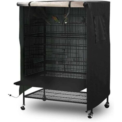 Housse de Protection Grande Taille pour Cage à Oiseaux 130x96x59cm Résistant Intempéries 600D Anti-UV Noir Universel (1/4)