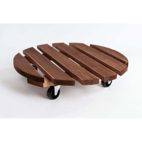 Plateau Roulant pour Plantes 30cm avec Roulettes Pivotantes Verrouillables Capacité 40kg Support Jardinière Marron (1/4)