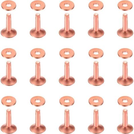 Lot de 50 Rivets et Bavettes en Cuivre 10x3.3x12mm pour Accessoires en Cuir et Artisanat (1/4)