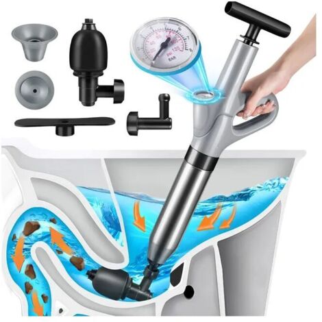 Déboucheur À Pompe Professionnel 3 Adaptateurs Pour Évier Toilette Baignoire (1/4)