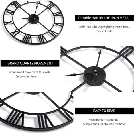 Horloge Murale Aluminium Silencieuse 40 Cm – Noir & Or, Quartz Sans Tic-Tac, Design Moderne Luxe