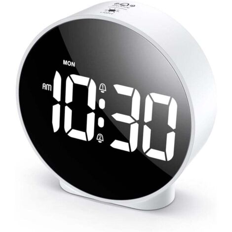 Réveil Numérique LED HD Double Alarme Horloge Bureau 12 24 Heures Luminosité Réglable Chambre (1/4)