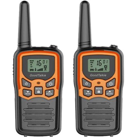 Talkies Walkies Longue Portée 22 Canaux FRS Lampe LED VOX Écran LCD Randonnée Camping Voyage Lot 2 Orange (1/4)