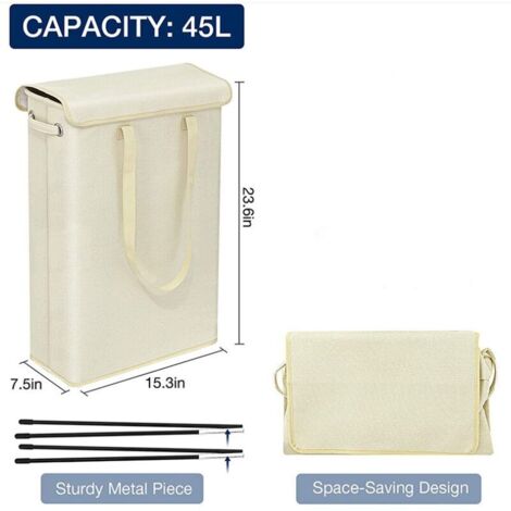 Fenteer Boîte Rangement Étroite Haute – Panier Magazines & Bureautique – Couvercle Anti-Poussière S