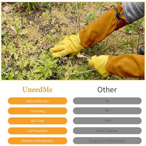 Velway Gants de Travail en Cuir pour Jardinage - Résistant aux Épines Gants de Construction avec Doux Respirante Doublée de Coton pour Homme et Femme Polyvalents Gants de Mécanicien - Gris 8/M