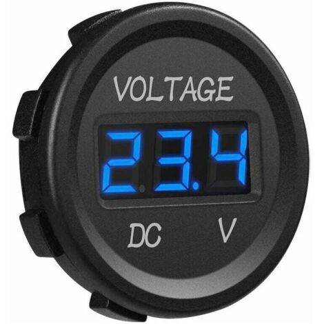 Voltmètre Numérique LED 12 24V DC Imperméable pour Bateau Moto Camion Marine Affichage Bleu (1/4)
