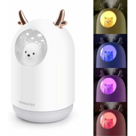 Mini Humidificateur USB 300ml Silencieux Avec Lumières LED Arrêt Automatique Pour Bureau Maison Chambre (1/4)