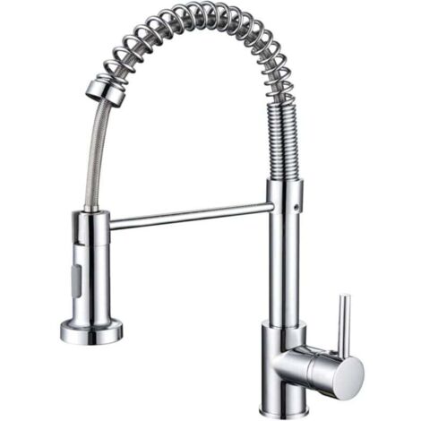 Mitigeur Cuisine Évier Robinet Rotatif 360 Douchette Extractible Pulvérisateur Argent (1/4)