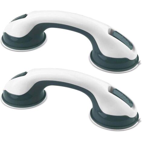 Lot de 2 poignées à ventouse, poignée de sécurité pour le bain, amovible sans perçage, barre d'appui pour douche de toilette, pour enfants, personnes âgées, handicapées (vert) (1/4)