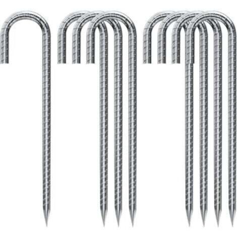 10er-Pack Bodenanker, Zeltheringe aus verzinktem Stahl, Sicherungsstifte mit J-Haken, 12-Zoll-Bodenanker für Trampolinüberdachungen, robuster Stahl, (1/4)