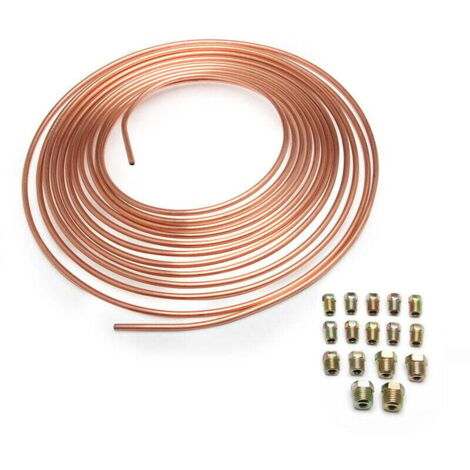 Kit de bobina y conexión de manguera de freno de cobre y níquel de 3/16" de diámetro exterior, rollo de bobina de 25 pies (1/4)