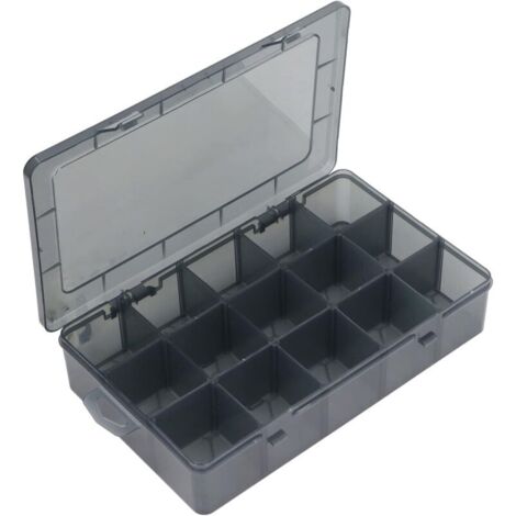 Aufbewahrungsbox aus transparentem Kunststoff mit 15 Fächern und herausnehmbaren Trennwänden, Sortierbox für Teile, Organizer-Box zur Aufbewahrung von Perlen, Kunst, Heimwerkerarbeiten, Schmuck, Angel (1/4)
