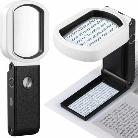 Lupa con luz, 20X 10X, de mano y con soporte, con 9 luces LED para lectura, inspección, joyería, exploración, pasatiempos y manualidades. (1/4)