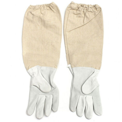 Atmungsaktive und bequeme Imkerhandschuhe aus Ziegenleder mit elastischer Manschette, XXL-Imkerbedarf (1/2)