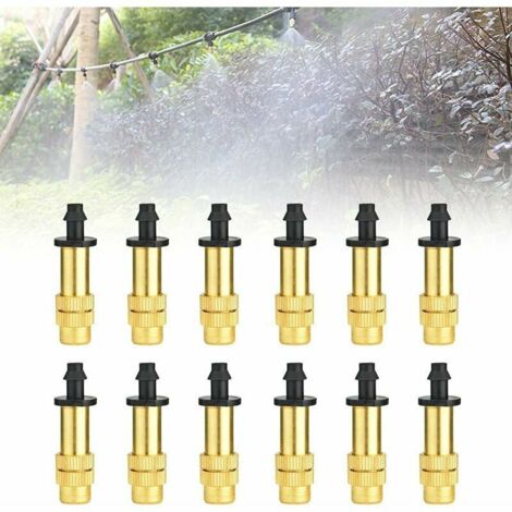 12 verstellbare Sprühdüsen, Messing-Bewässerungssprinkler, tragbare Zerstäuberdüse, Tropfbewässerungssprinkler, Messingdüse für die Bewässerung von Gewächshäusern/Gärten/Rasen (1/4)