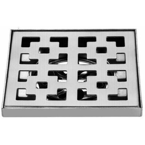 Desagüe de suelo cuadrado para jardín interior y exterior, gran desplazamiento, extraíble, aspecto invisible, acero inoxidable 304 (15x15cm) (1/4)