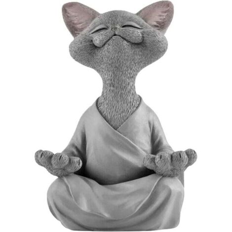 Buddha-Katzenstatue – Glücklicher Katzen-Buddha, Katzen-Buddha-Statue, Meditations-Katzenstatue, Gartenskulptur, Außendekoration, Yoga-Buddha-Zen-Katze, Rasendekoration für den Außenbereich, 5,5 x 8 x (1/4)