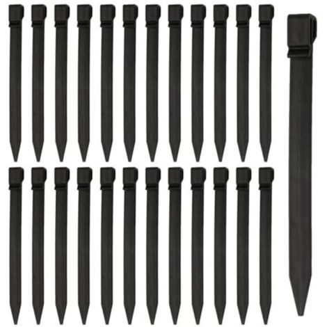 22er-Packung 24,4 cm starke Kunststoffpfähle – Kunststoff-Zeltheringe – Bodenanker mit Haken für schwarze Rasenkanten – Weidezaunpfähle – Landschaftseinfassungen (1/4)