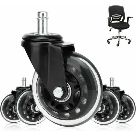 Leise Bürostuhlrollen, 5er-Pack Bürostuhlrollen, 360°-Drehung, Universal-Lenkrollen 11 mm x 22 mm, roll- und abriebfest (1/4)