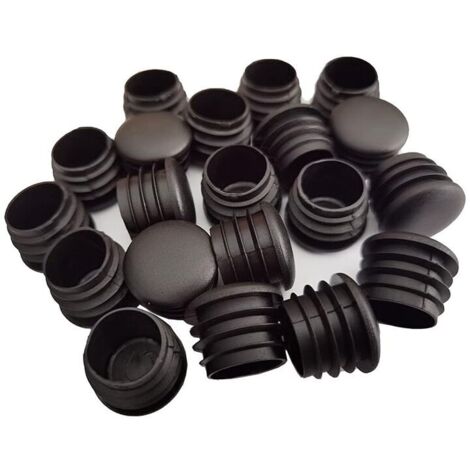 Runder Kunststoffstopfen, 20 Stück, schwarze Rohrendkappe, Stuhlgleiter, Möbelbein, Rohrabdeckungseinsatz (25 mm) (1/4)