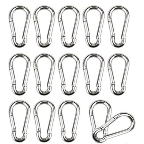 16 Stück M4 Karabiner 304 Edelstahl Karabiner Kleiner Karabiner mit Federschnalle Geeignet zum Aufhängen Fester Haken 40 x 4 mm (1/4)