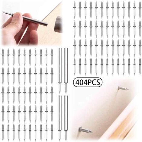 400 Stück nahtlose doppelköpfige Fußleistennägel, Doppel-Fußleistennägel, Doppelkopfnägel, Fußleistennägel, mit nagelspezifischem Steckschlüssel (1/4)