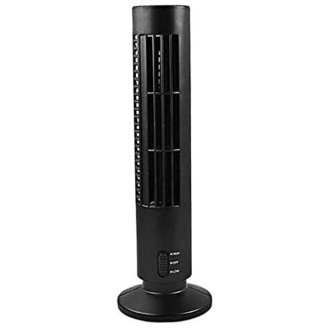 Turmventilator, flügelloser oszillierender Turmventilator für Schlafzimmer, Wohnzimmer, Küche, 2 Geschwindigkeiten, 13 Zoll (schwarz), flügellos, tragbar (1/4)