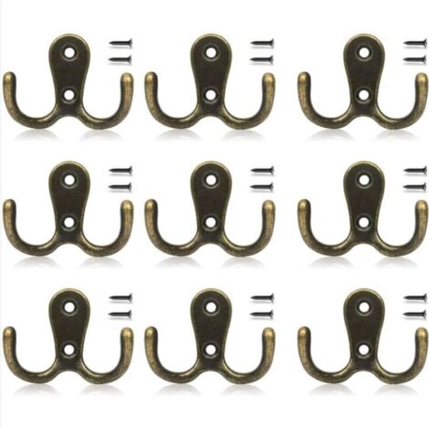 10 Stück Vintage-Haken, Metallhaken, Retro-Wand-Doppelhaken, Zinklegierungshaken, Badezimmer-, Mantel-, Hut- und Küchen-, Schlafzimmerhaken und Dekoration (1/4)
