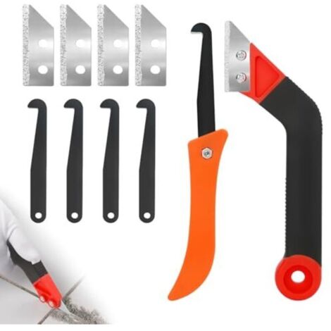 Fugenschaber, Fugensägemesser, Fugenkratzwerkzeug mit 8 Ersatzklingen, Fliesenfugenschaber für Badezimmer, Fliesen, Küche (1/4)