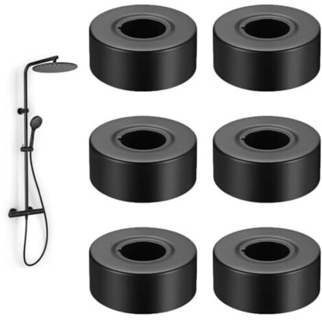 Duschmischer, 30 mm schwarze Wasserhahnrosette, 6 Stück Edelstahl-Heizkörperrosette, Heizungsrohrrosetten, Heizkörperrohrabdeckung, für Wasserleitungen, Gasleitungen, Wasserhähne (1/4)
