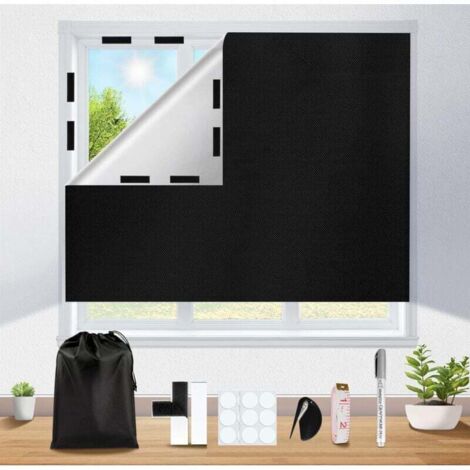 Verdunkelungsrollos ohne Bohren mit Klettverschluss, 100 % 420D Oxford Verdunkelungsrollos, 200 x 146 cm, tragbare Thermo-Verdunkelungsvorhänge für Schlafzimmer, Babyzimmer, Loft, Büro, Wohnwagen (1/4)