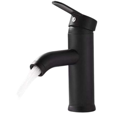 Mattschwarzer Wasserhahn, Kupferbecken, Mischbatterie, Kalt- und Warmwasserspüle, elegante matte Wasserhähne im Retro-Design, Einlochhebelhahn, langlebige Spüle (1/4)