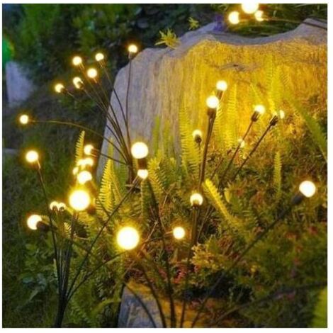 Solar-LED-Glühwürmchen-Licht, wasserdicht, für den Außenbereich, Gartendekoration, dekoratives Landschaftslicht, warmes Farblicht, 6 Lichter (1/4)