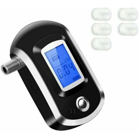 Alkoholtester, Alkoholtester mit Sensor, tragbarer digitaler Halbleiter-Alkoholtester mit LED-Bildschirm und 5 Mundstücken—— (1/4)