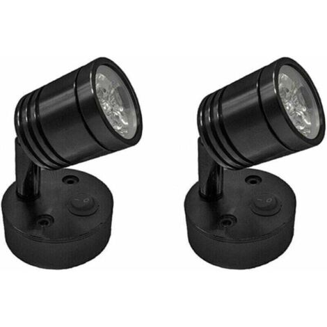 Stück 12 V LED-Spot-Leselicht, Wandlampe, Nachttischlampe, verstellbarer Schalter, Wohnmobil, Wohnwagen, zylindrisch, flexibel, Innenbeleuchtung für Boot, Camper Van (schwarz) – (1/4)