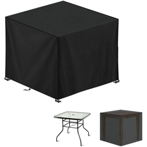 Gartenmöbel-Abdeckung, 90 x 90 x 90 cm, 420D Oxford, schwarz, Gartentisch-Abdeckung, wasserdicht und winddicht, UV-beständig, Stoff, Schnallenverschluss, quadratische Outdoor-Tisch-Abdeckung (1/4)