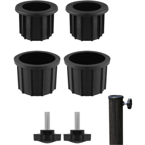 Schirmständer-Teile-Sets mit Schirmschrauben, Schirmschrauben-Teilerohr für Schirmständer, Drahtspannknopf, schwarz, passend für 2,17-Zoll-Stangen für Terrassentisch, Balkon (schwarz) T-Audace (1/4)