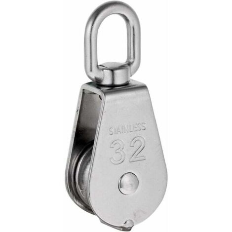 Hochleistungs-Seilrolle mit einer Scheibe und drehbarem Flaschenzug aus Edelstahl, maximale Tragkraft 35–1000 kg – M32 (1/4)