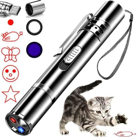 LED-Pointer-Katzenspielzeug, 7 in 1, 5 Muster, über USB wiederaufladbar, interaktives Haustierspielzeug, Trainingsgerät für Hunde und Kätzchen (1/4)