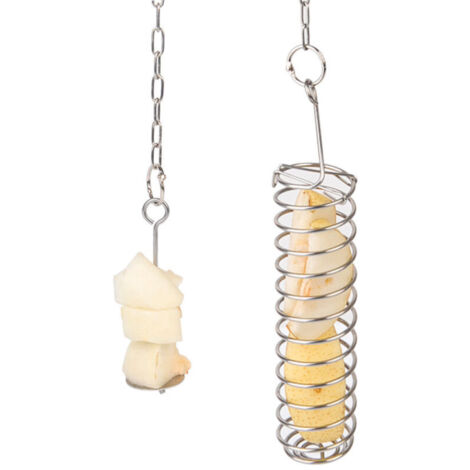 Vogelfutterspender, 2er-Pack, Vogelfutterspender für den Außenbereich, Edelstahl, Futterspender für Samen, Vogelkäfigzubehör, Werkzeug für Obst und Gemüse, zum Aufhängen (2 Modelle) (1/4)