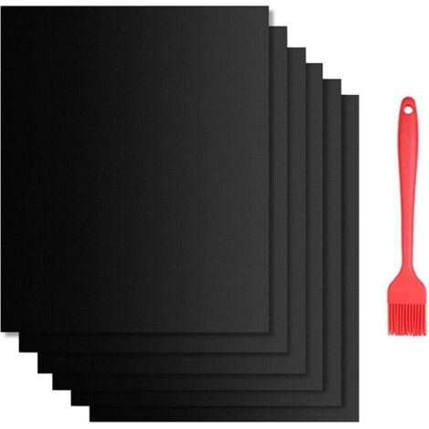 BBQ-Grillmatten – 6er-Pack 40 x 33 cm Antihaft-BBQ-Grillmatten für Holzkohle-, Gas- oder Elektrogrills, universelle Ofeneinlagen – hitzebeständig, wiederverwendbar und waschbar – (1/4)