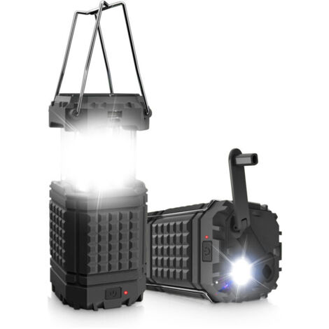 Solar-LED-Campingleuchte, wiederaufladbare solarbetriebene Laterne, batteriebetriebene LED für Stromausfälle, tragbare wasserdichte Campingleuchte, für Camping, Hurrikan, Wandern, Notfall (1/4)