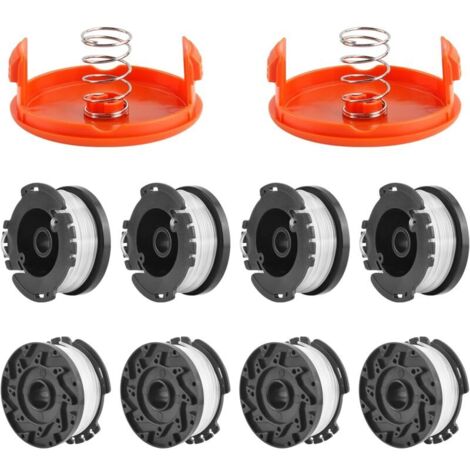 10er-Pack Trimmerfadenspulen, kompatibel mit Trimmern von Black and Decker, A6481 A6485 1,65 mm Freischneider-Fadenspule (8 Trimmerfäden, 2 Abdeckungen, 2 Federn) (1/4)