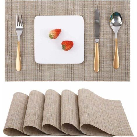 Tischsets 6er-Set, waschbare Tischsets, hitzebeständig, rutschfest, gewebt, PVC-Vinyl, für Küchen-/Esstisch, 30 x 45 cm, (1/4)