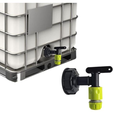 IBC-Tankhahn S60x6 IBC-Tankhahn, 3/4 Zoll IBC-Tankadapter, S60x6 IBC-Tankadapter Kunststoff, IBC-Tankhahnadapter für Gartenhahn (1/4)
